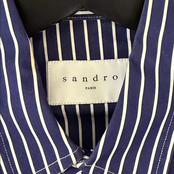 Sandro Navy Striped Men's Shirt size S - Picture 2 of 6
